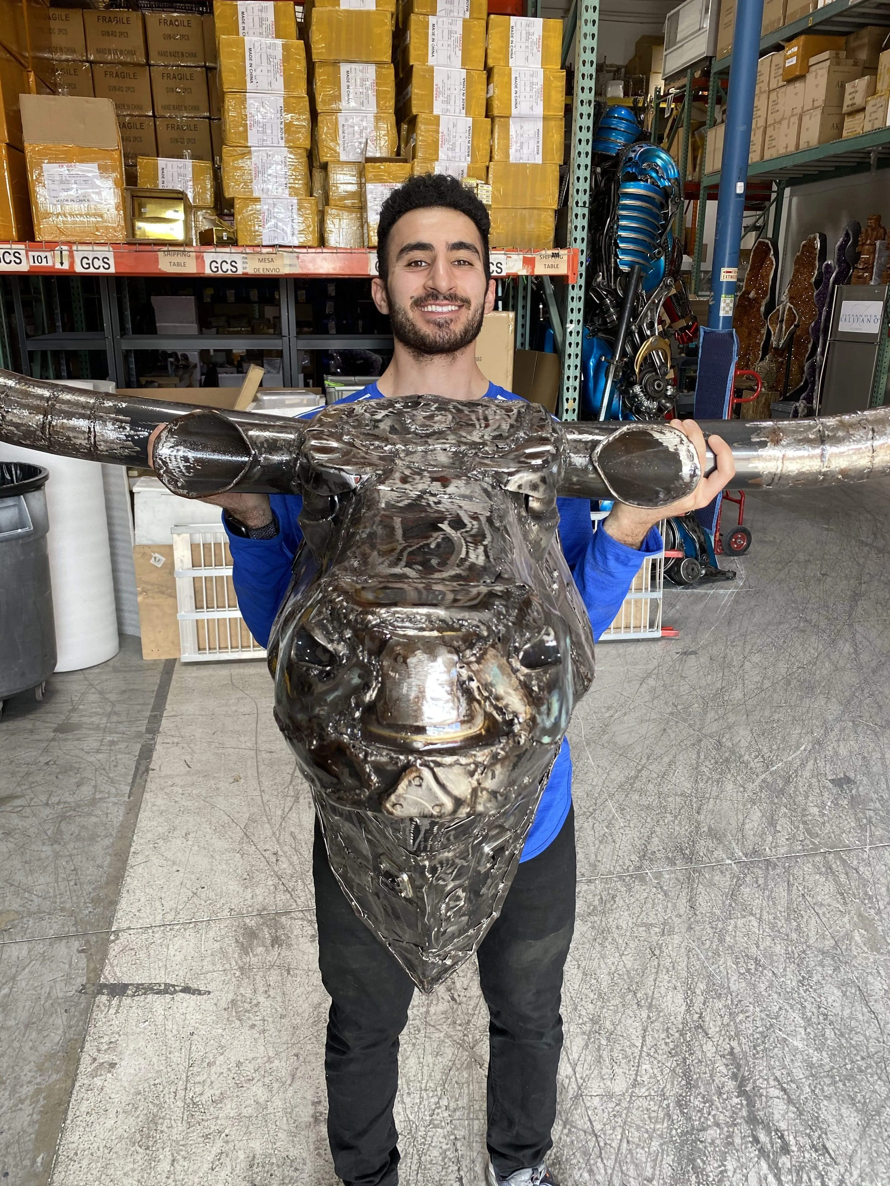 100 Wall Hanging Longhorn Recycled Metal Sculpture