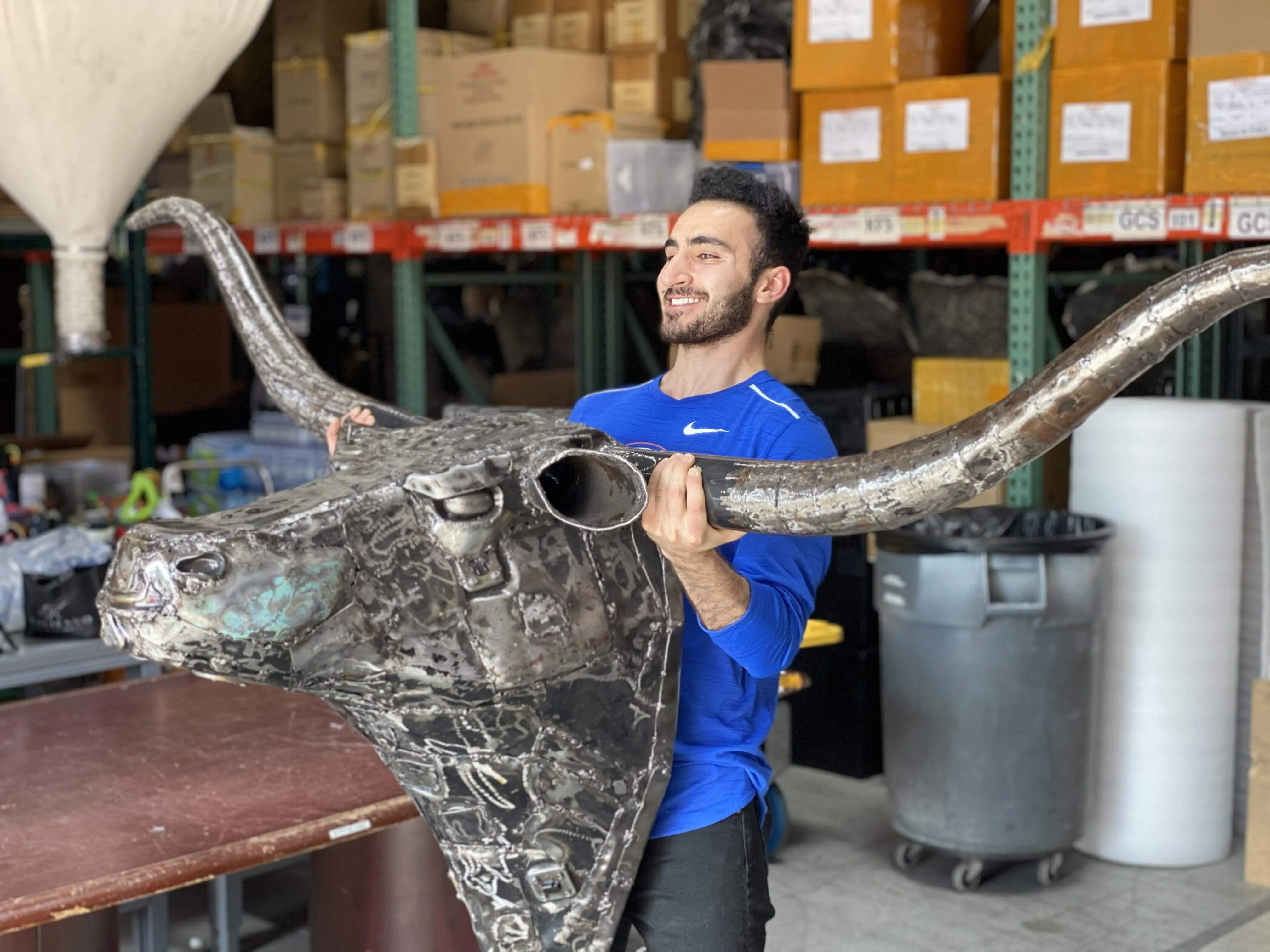 100 Wall Hanging Longhorn Recycled Metal Sculpture