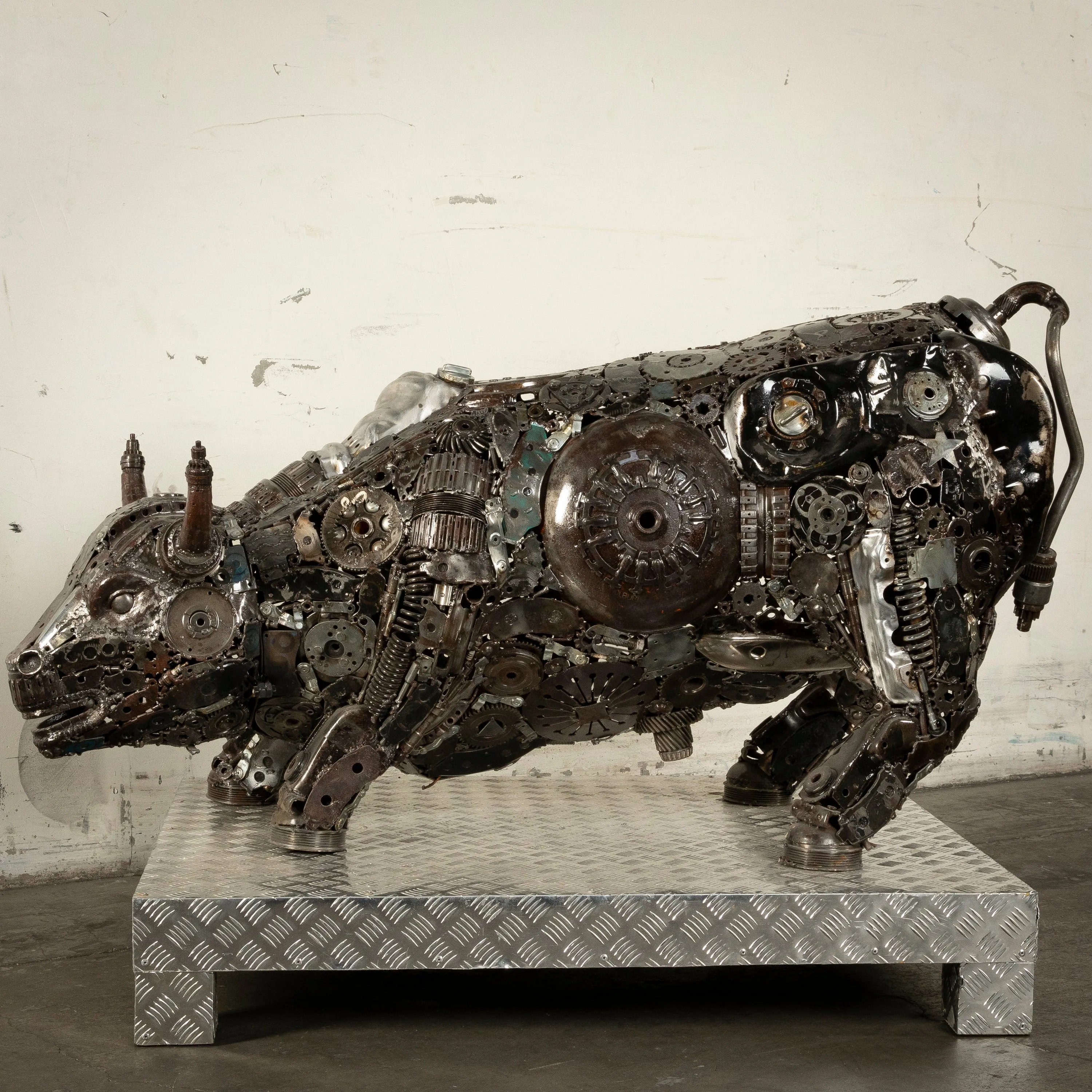 60 Wall Street Bull Inspired Recycled Metal Art Sculpture