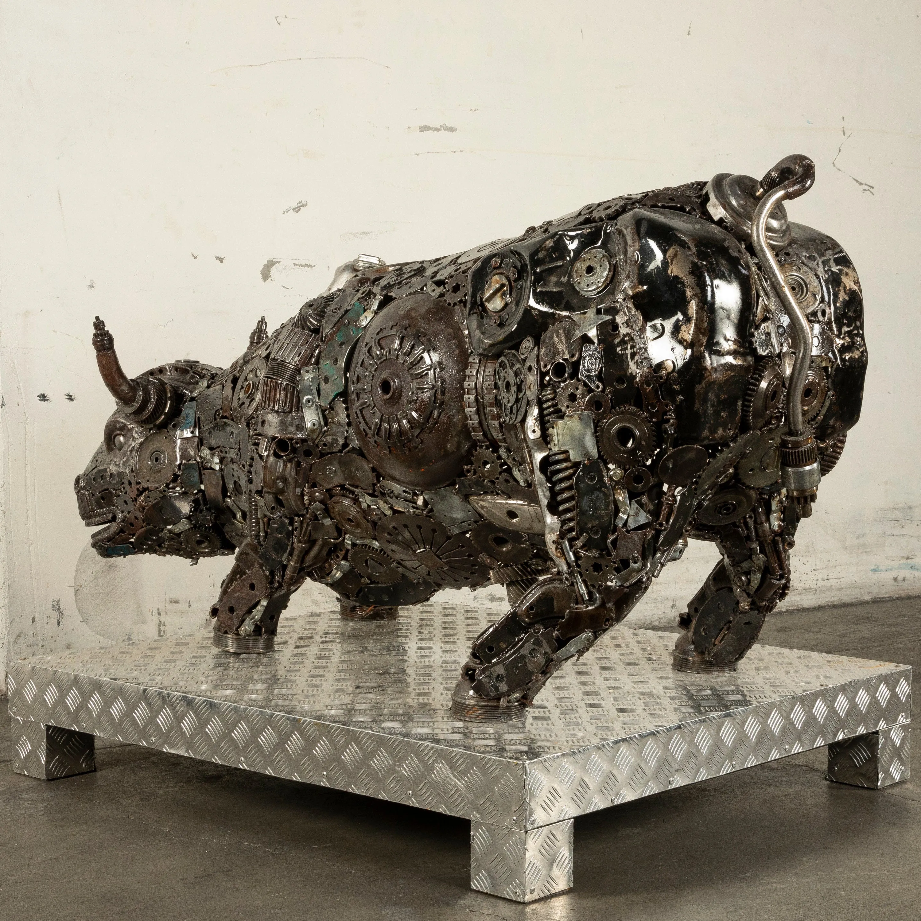 60 Wall Street Bull Inspired Recycled Metal Art Sculpture