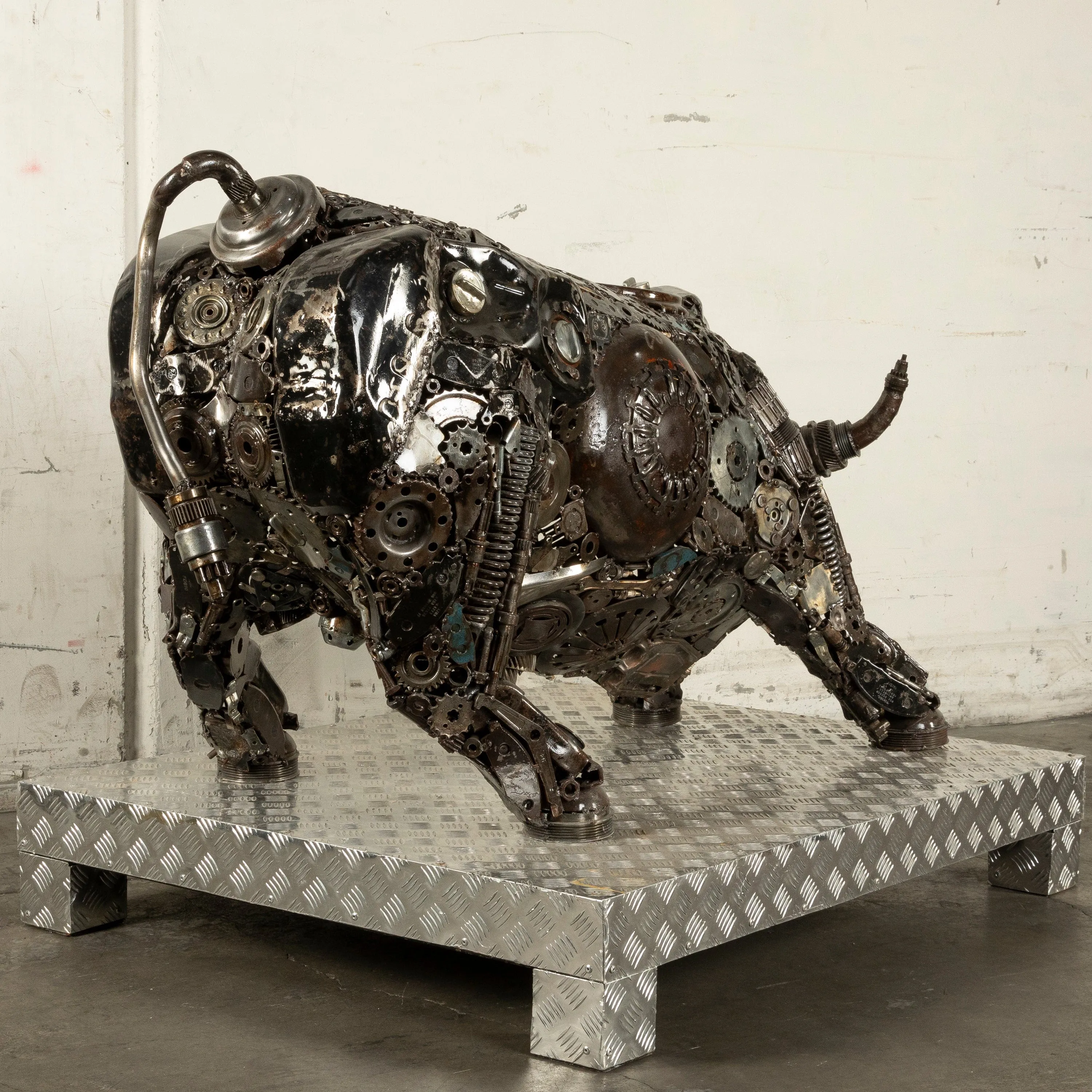 60 Wall Street Bull Inspired Recycled Metal Art Sculpture