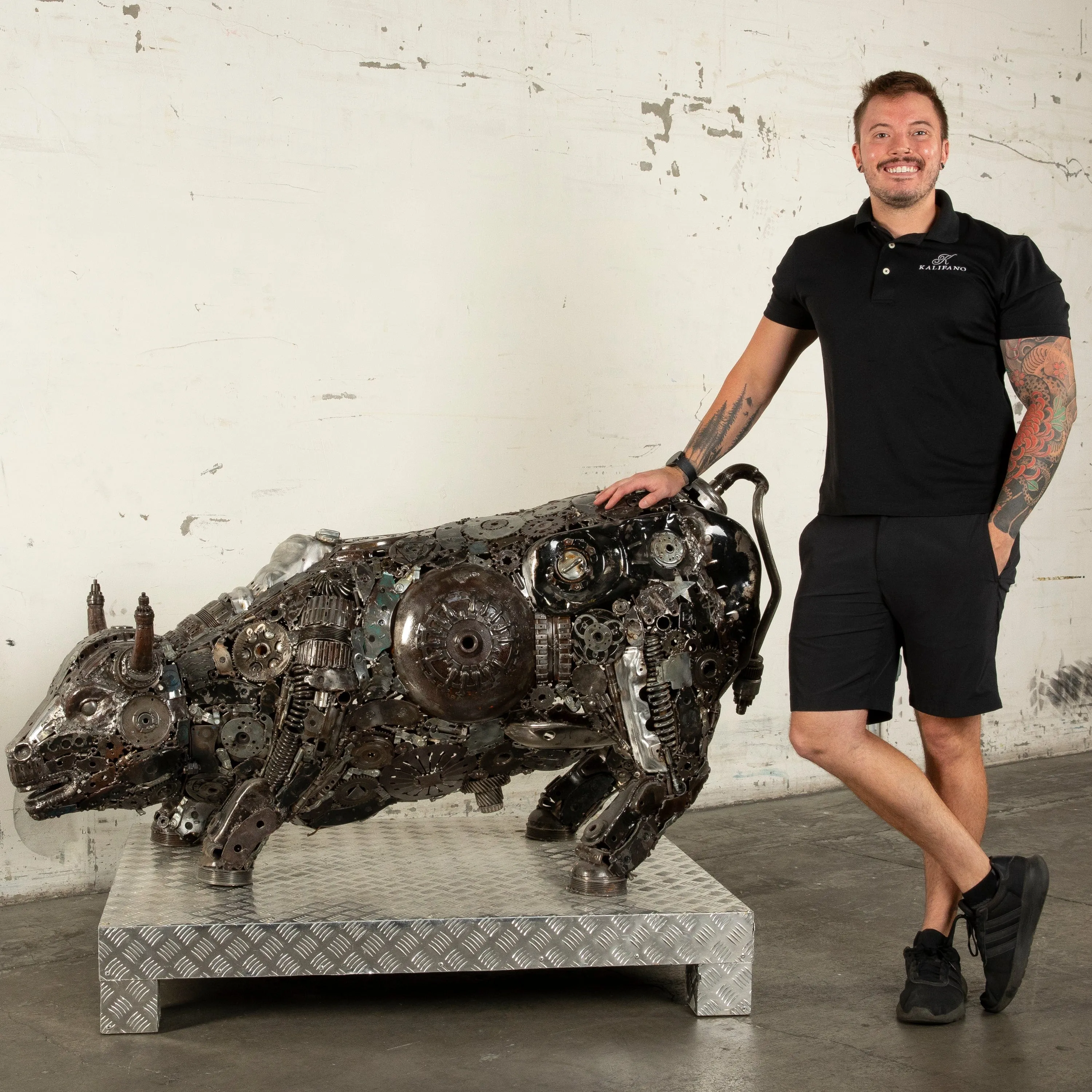 60 Wall Street Bull Inspired Recycled Metal Art Sculpture