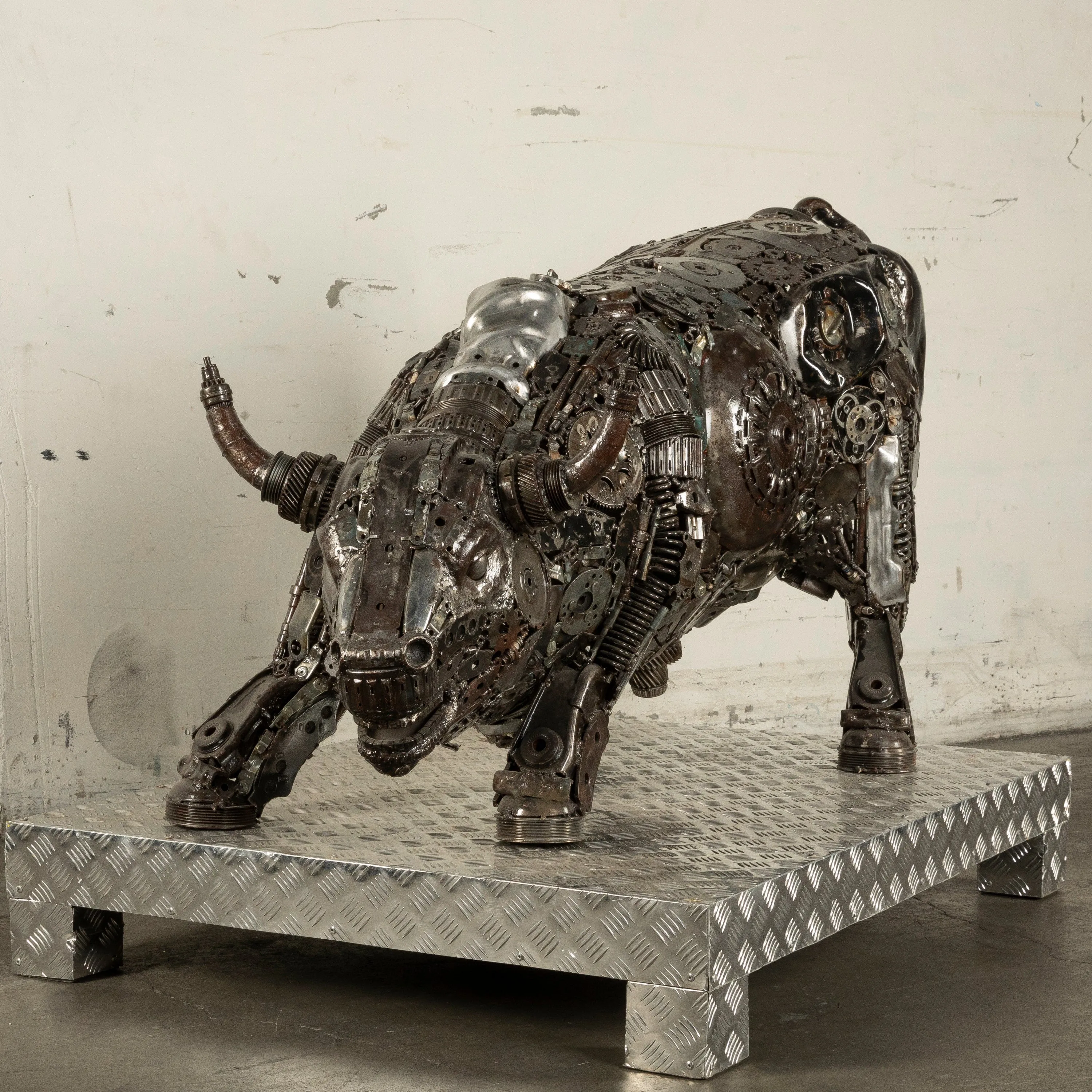 60 Wall Street Bull Inspired Recycled Metal Art Sculpture