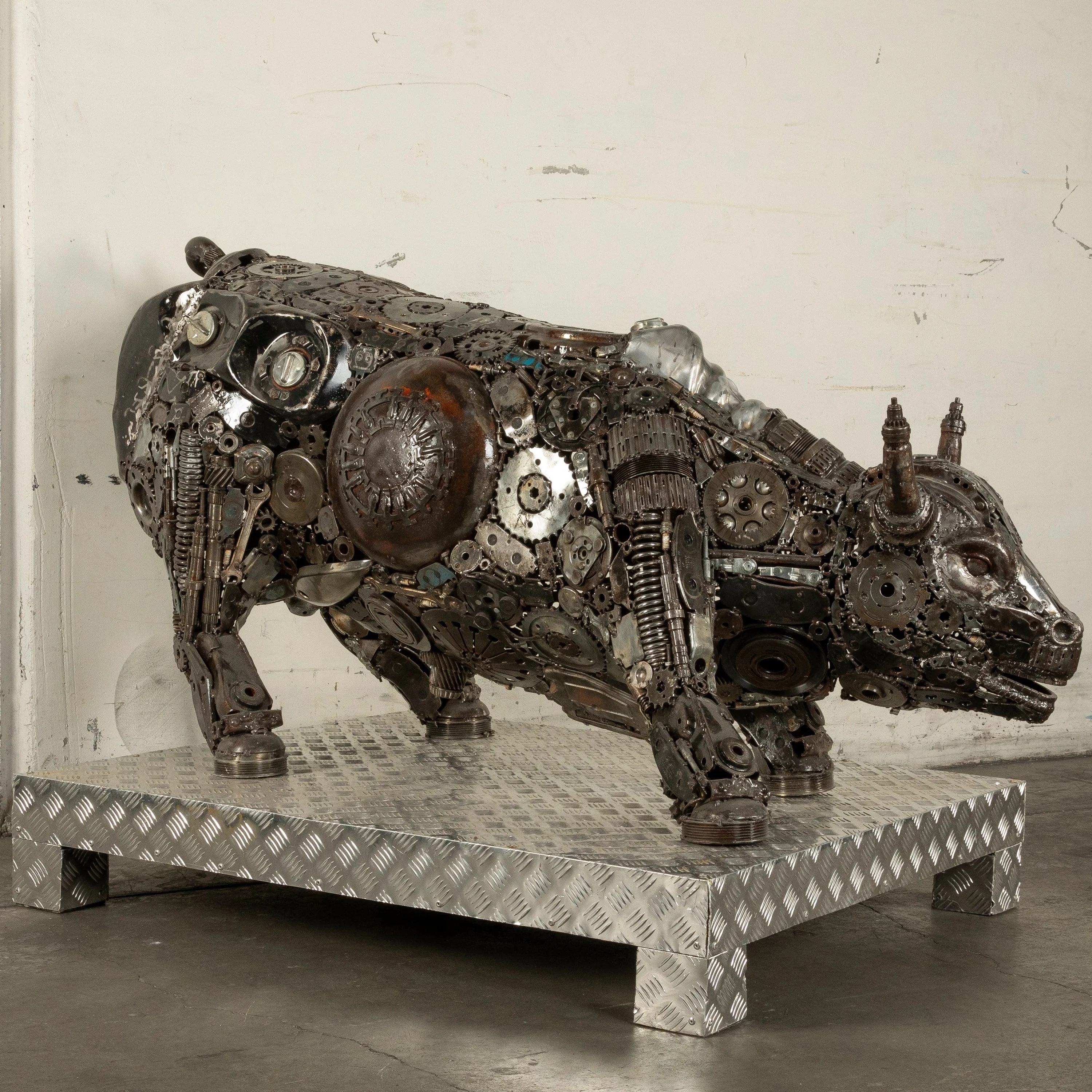 60 Wall Street Bull Inspired Recycled Metal Art Sculpture