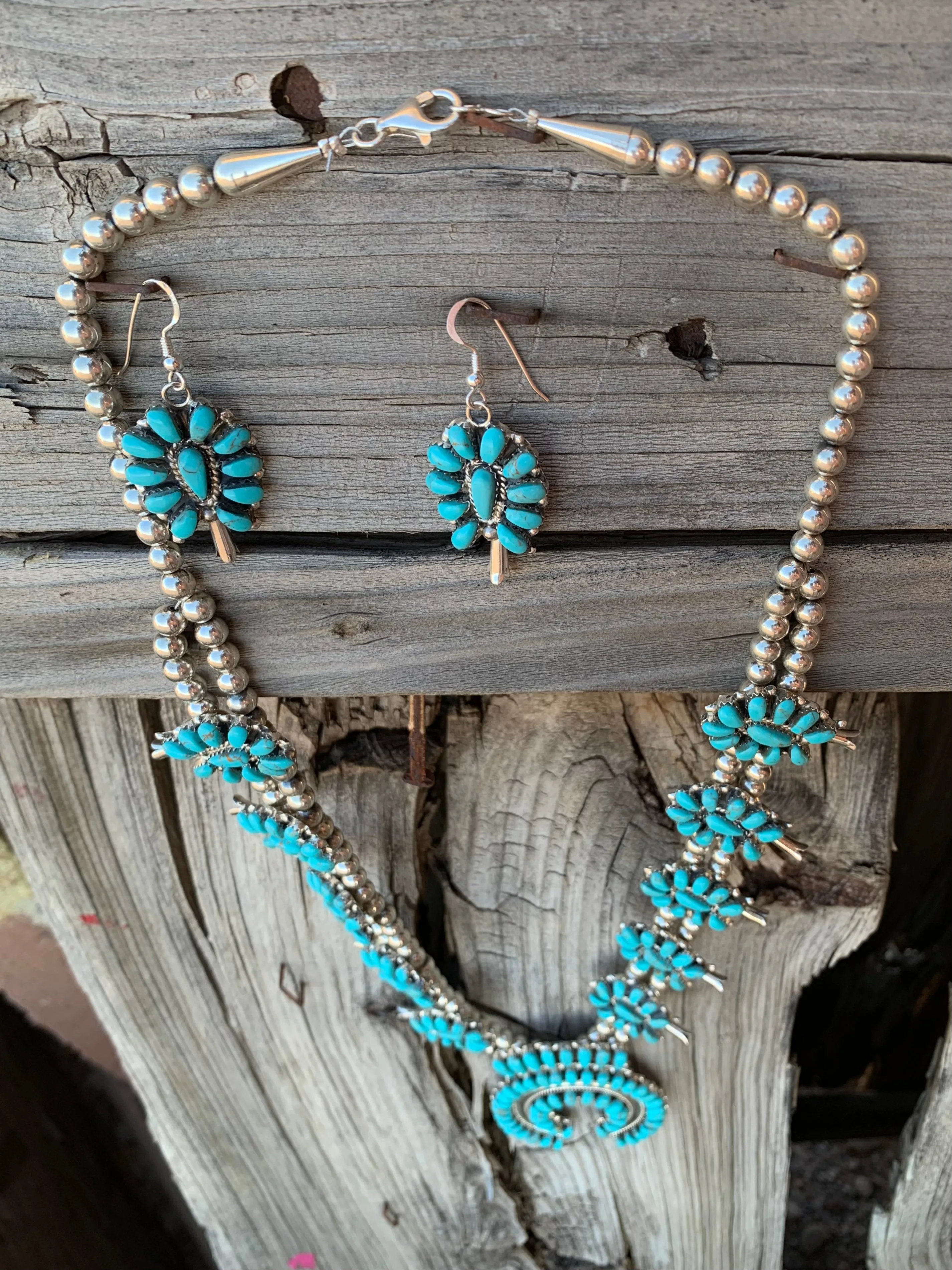 A Squash Blossom necklace & earring set