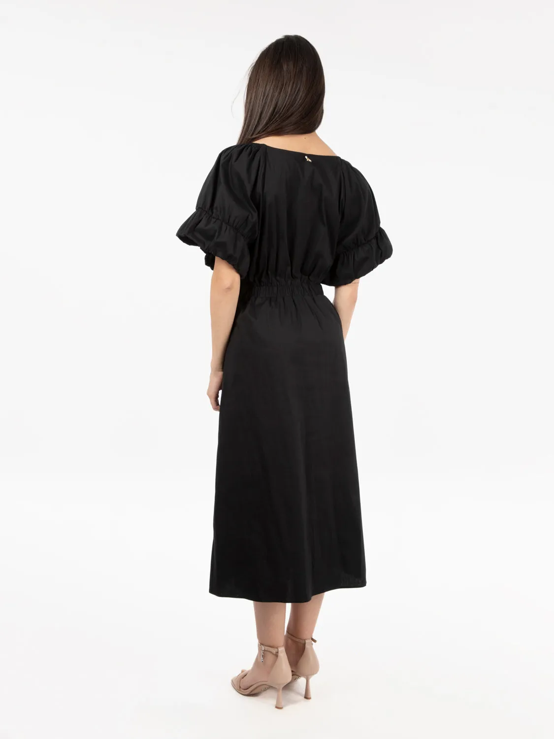 Abito midi in cotone nero