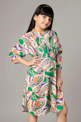 Abstract Midi Dress For Girls