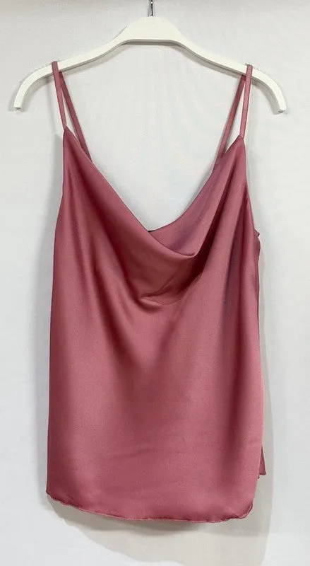 Adjustable Spaghetti Strap Cowl Front Cami - Pepe Rose