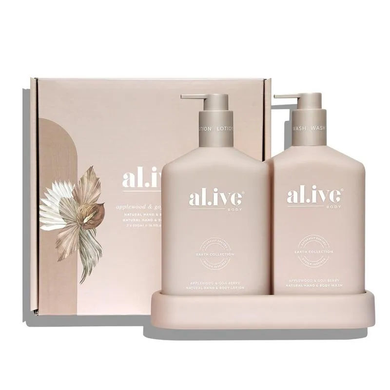 Al.ive Body Wash & Lotion Duo   Tray - Applewood & Goji Berry