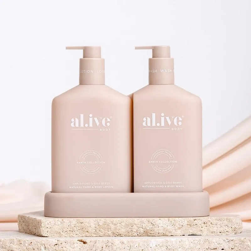 Al.ive Body Wash & Lotion Duo   Tray - Applewood & Goji Berry