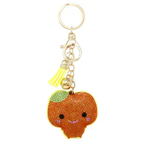 Apple Rhinestone Embellished Keychain