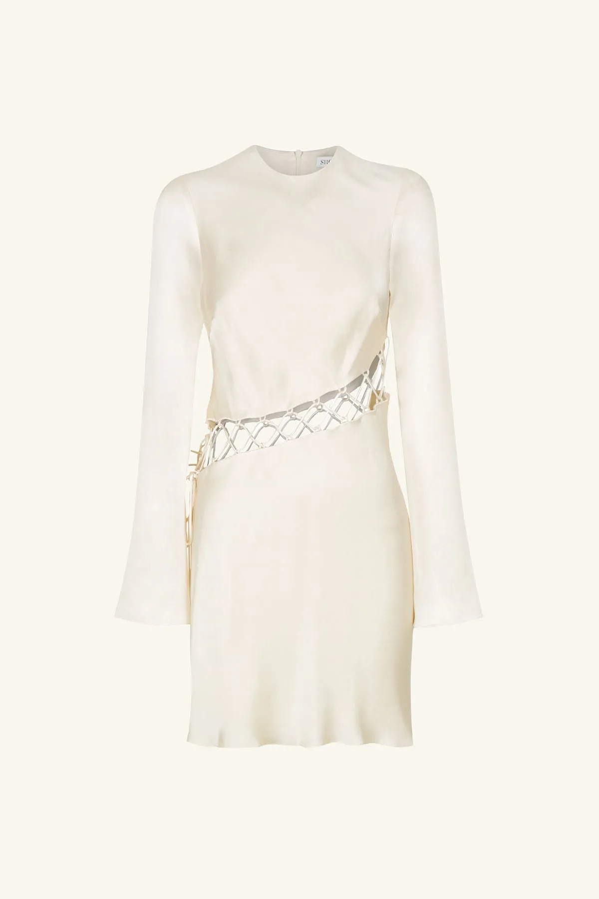 ARIENZO ASYMMETRICAL LACE UP MINI DRESS - CREAM