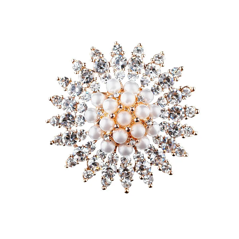 Artificial Crystal Imitation Pearls Rhinestones Wedding Brooch