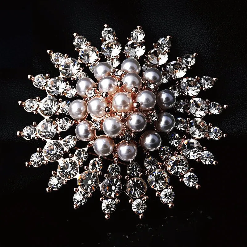 Artificial Crystal Imitation Pearls Rhinestones Wedding Brooch