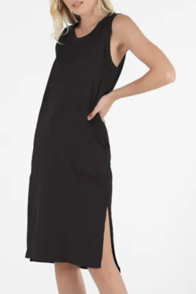 Arwin Midi SL Black Cotton Tank Dress