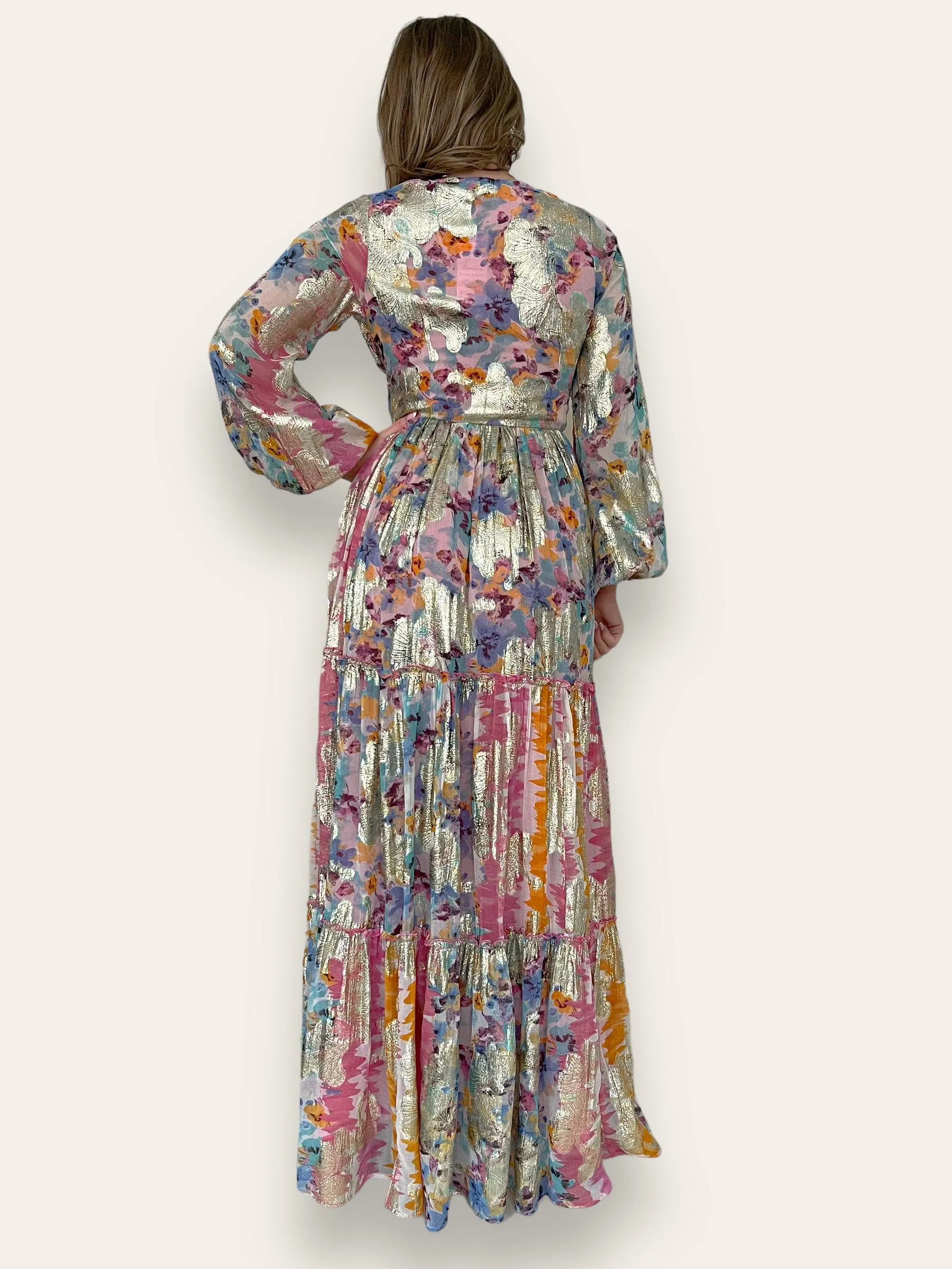 Aurora Lurex Print Maxi Dress