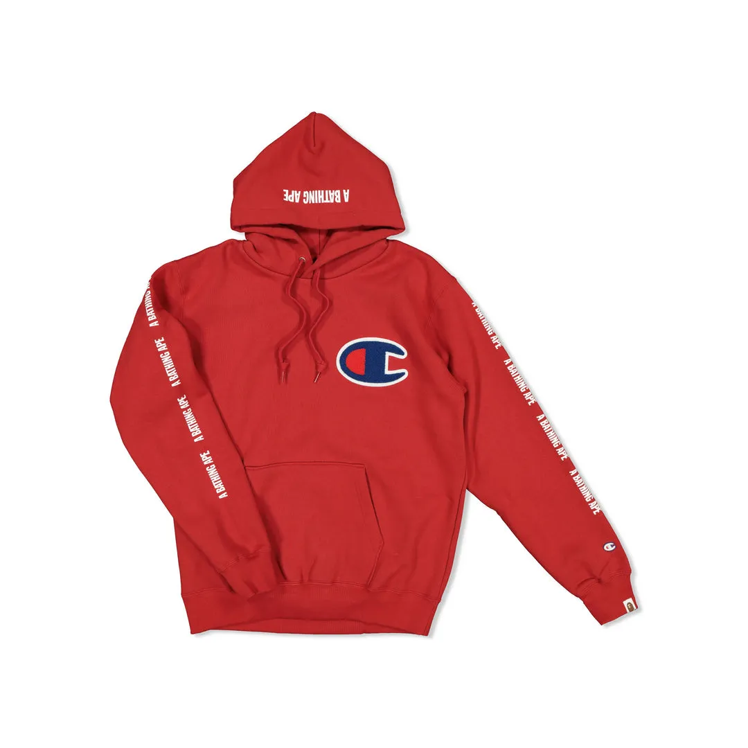 BAPE X CHAMPION PULLOVER HOODY - RED