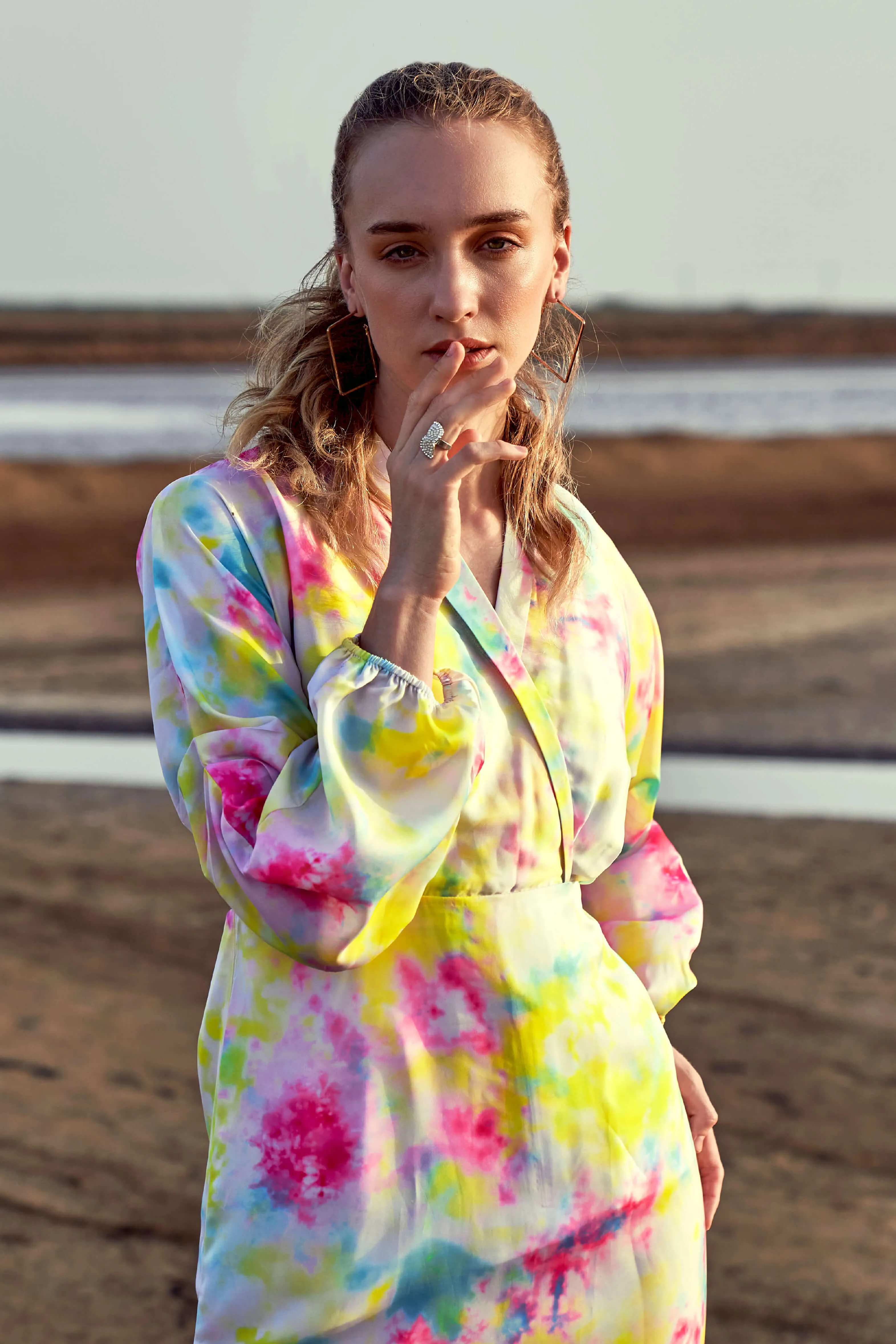 Beauteous Tie And Dye Kimono Dress