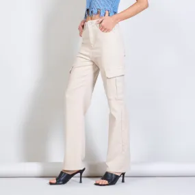 Beige two side pockets jeans wholesale