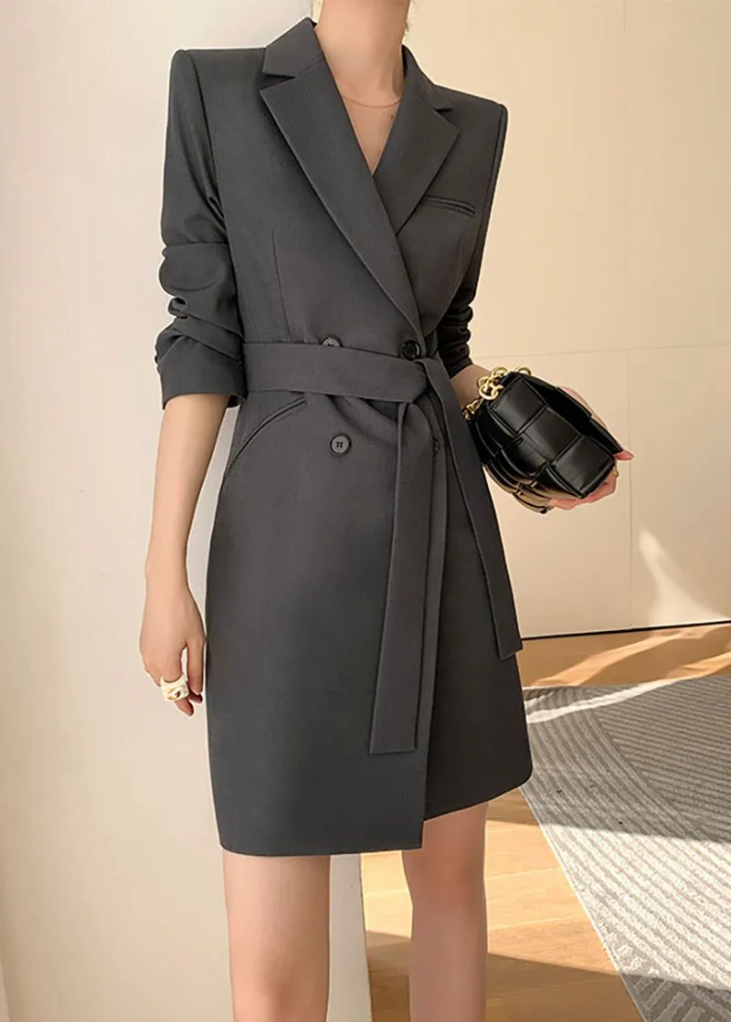 Belted Double Breasted Blazer Dress