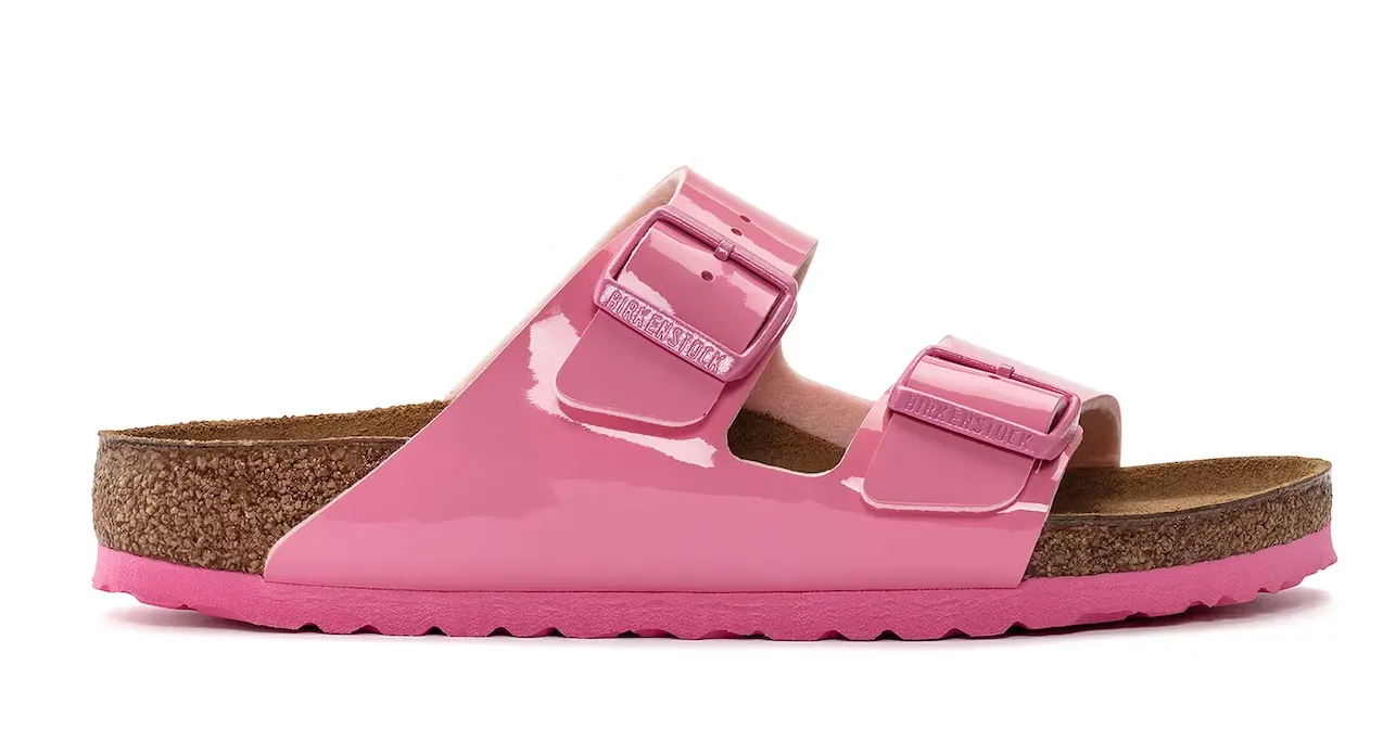 BIRKENSTOCK ARIZONA BIRKO-FLOR PATENT CANDY PINK (W)