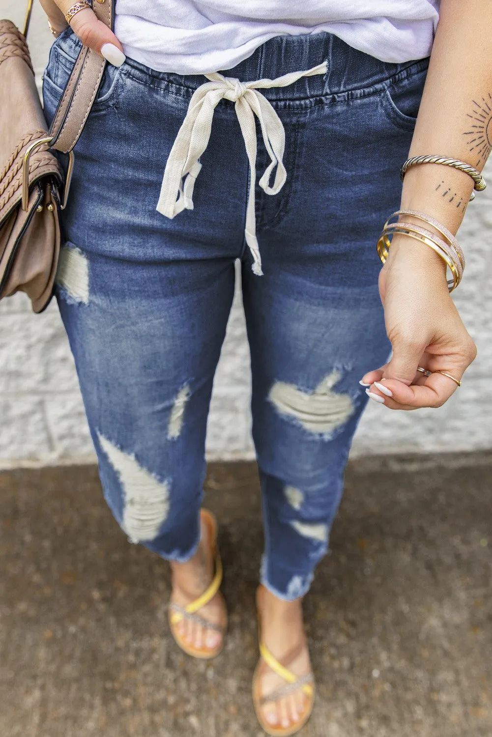 Blue Hole Ripped Jeans