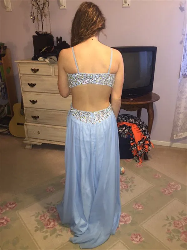 blue Prom Dresses,long prom dress,open back prom Dress,sexy prom dress,BD2975