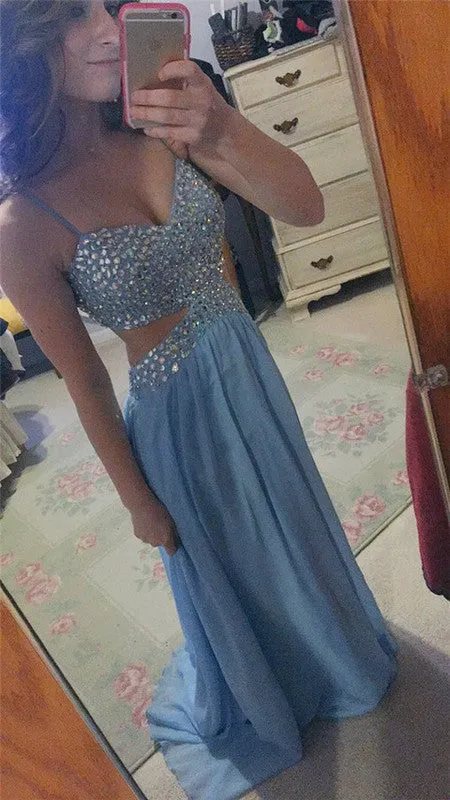 blue Prom Dresses,long prom dress,open back prom Dress,sexy prom dress,BD2975