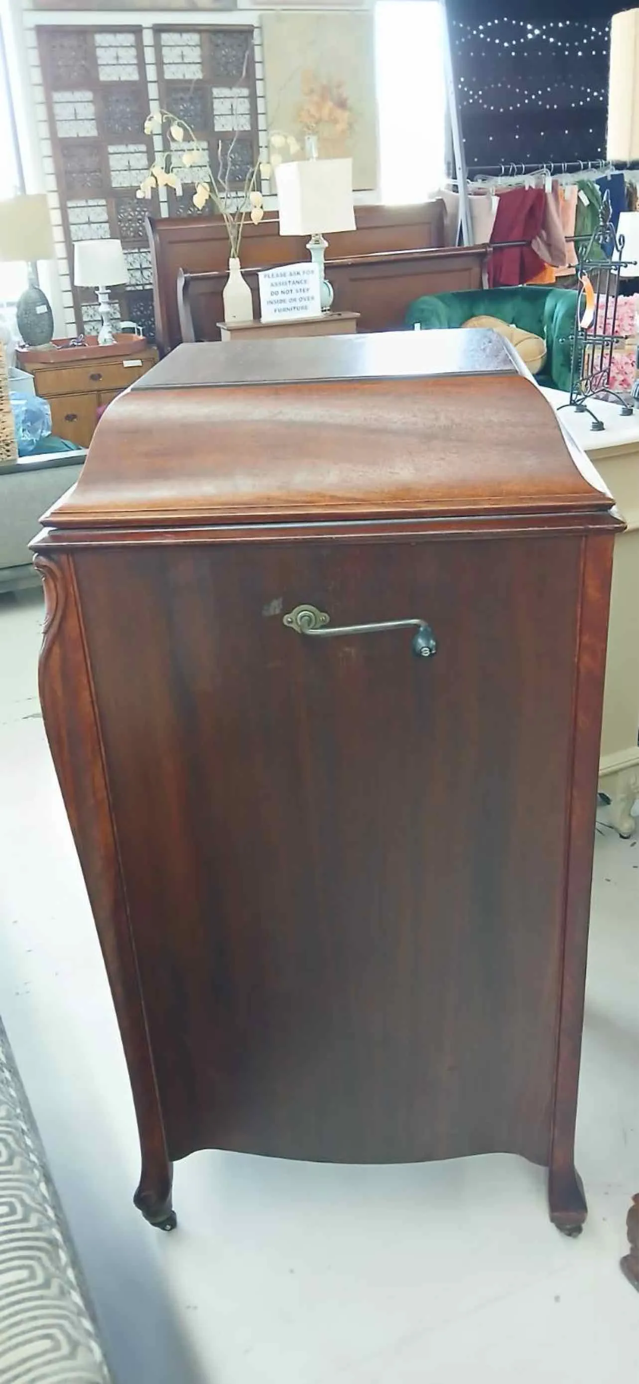 Brown 23"L 19"W 44"H AS IS Furniture Record Player