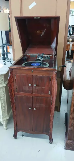 Brown 23"L 19"W 44"H AS IS Furniture Record Player