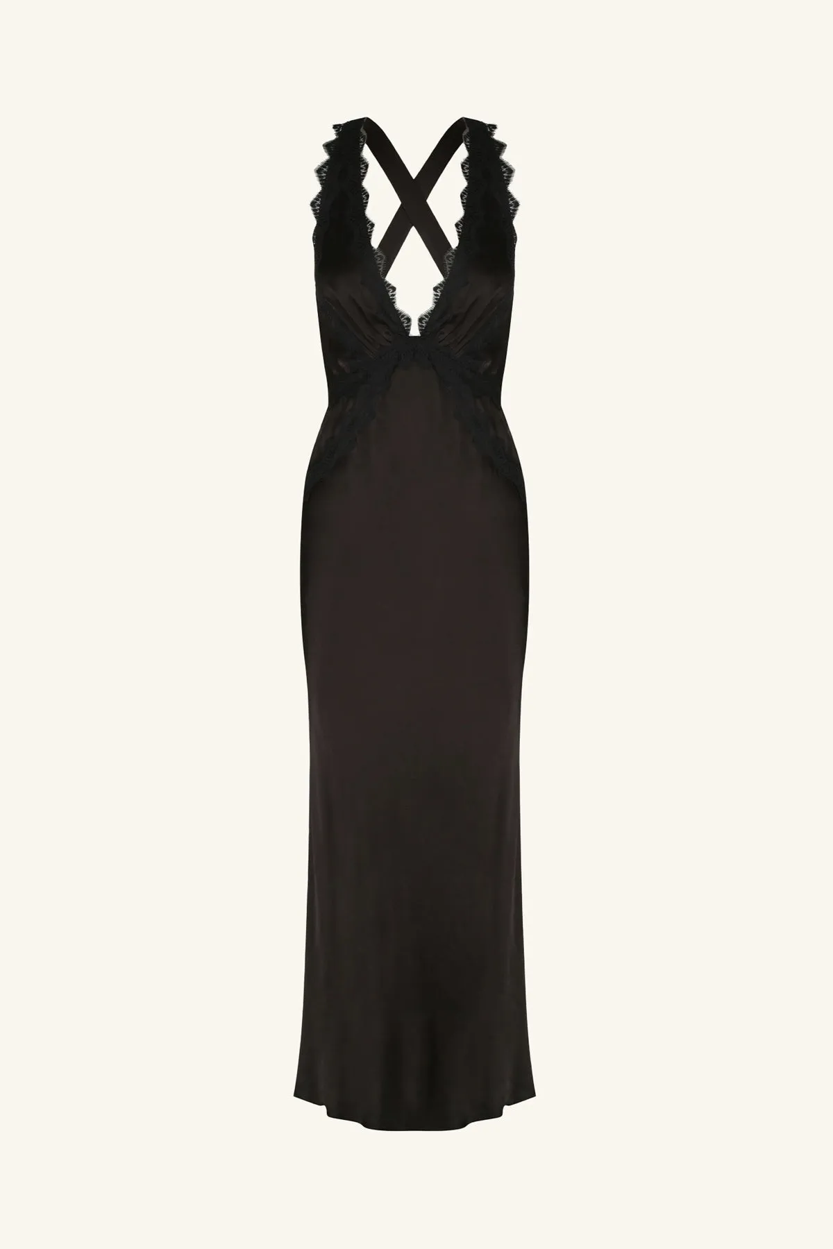 CAMILLE LACE CROSS BACK MIDI DRESS - BLACK