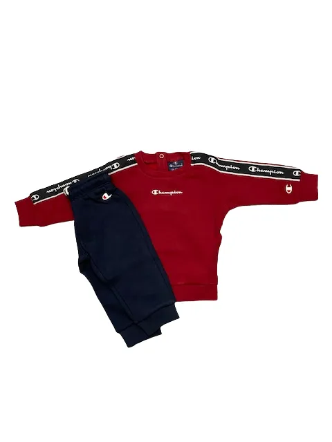 Champion crew neck baby tracksuit 306177 RS506 DOX/NNY siena red-blue