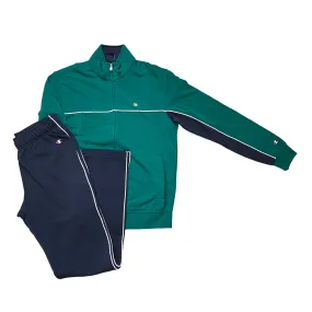 Mens Champion Brushed Cotton Tracksuit in Green and Blue - Style 219942