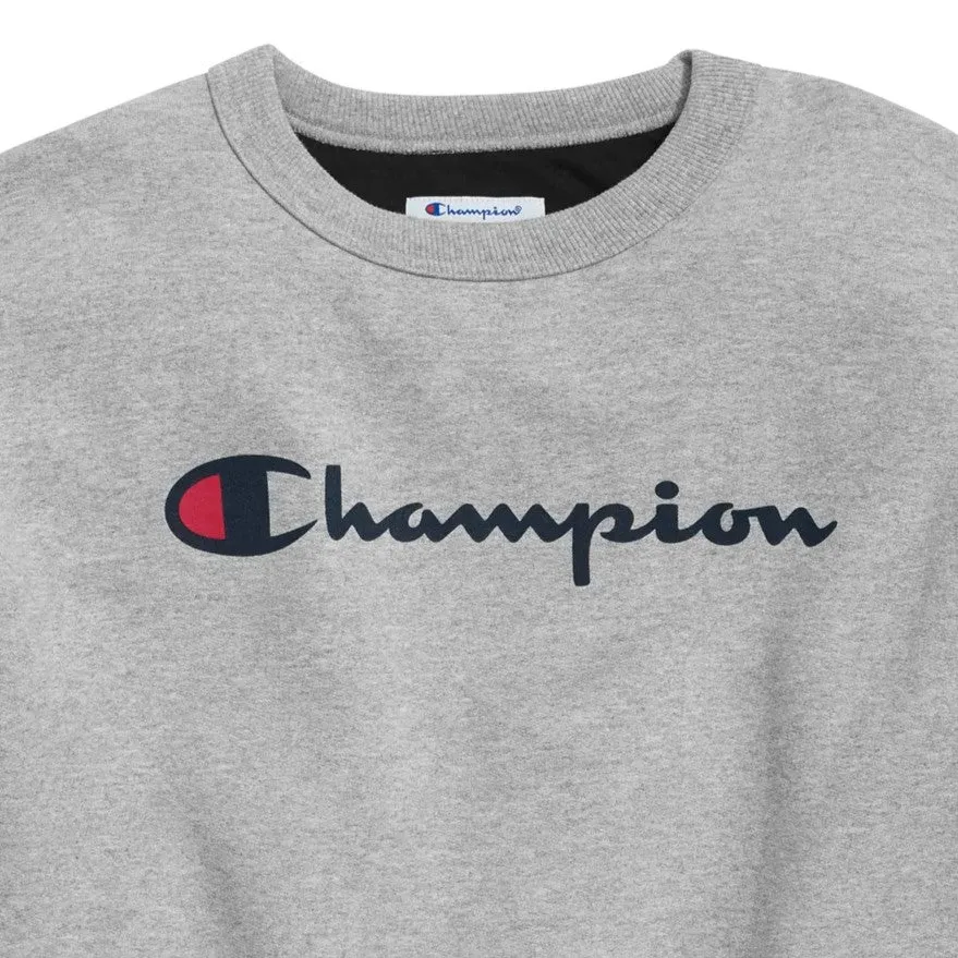 CHAMPION Powerblend Crewneck Sweatshirt Classic Script Logo - Grey