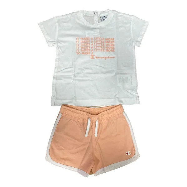 Champion Set Infant T-shirt   Shorts 404391 ww001 wht white-pink