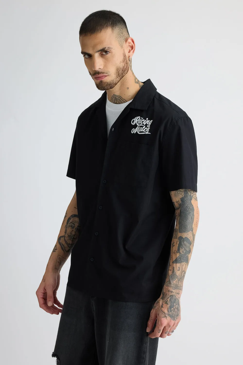 Cotton Poplin Garage Shirt - Basic Black