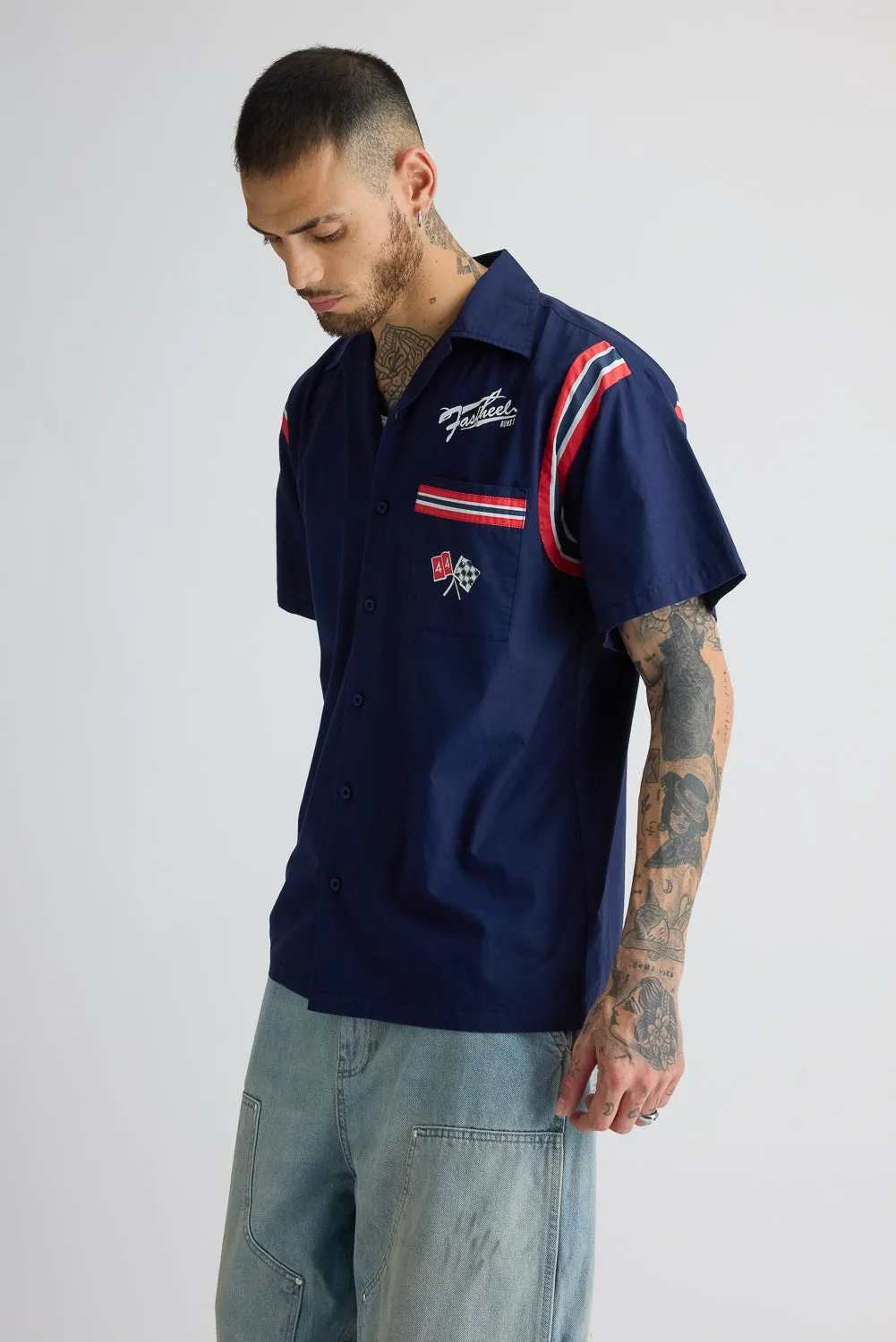 Cotton Poplin Garage Shirt- Navy Blue