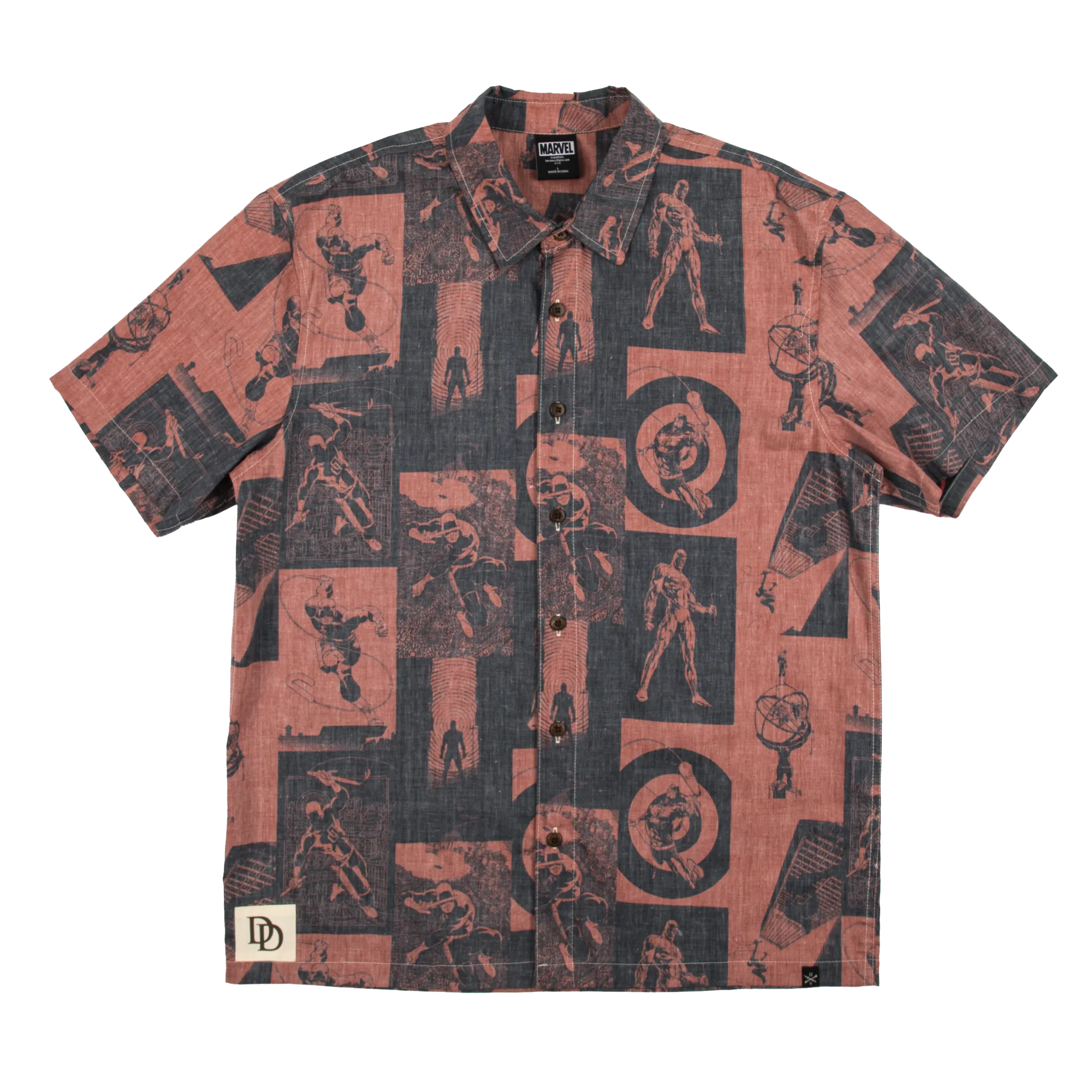 Daredevil All Over Comic Print Button-Down Shirt