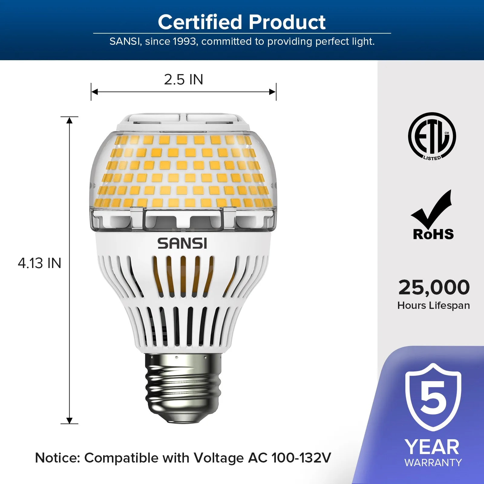 Dimmable A19 17W LED 3000K/5000K Light Bulb(US CA ONLY)