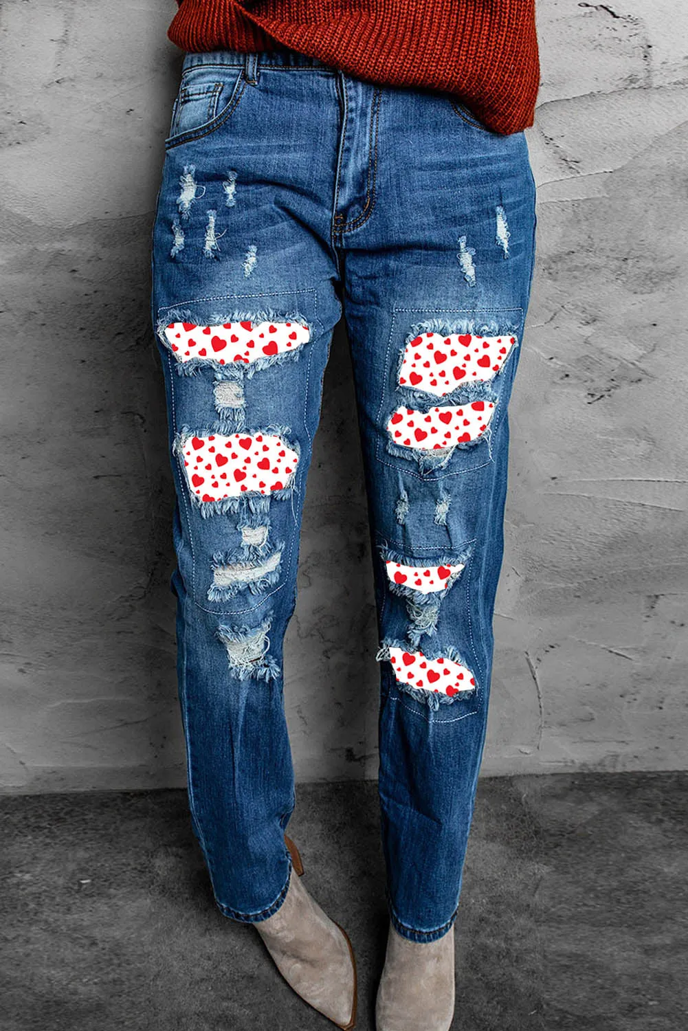 Distressed Straight Leg Jeans