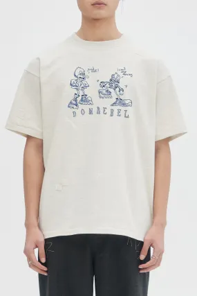 DOMREBEL Cream Dancing Tee - Stylish & Comfortable Cotton Shirt