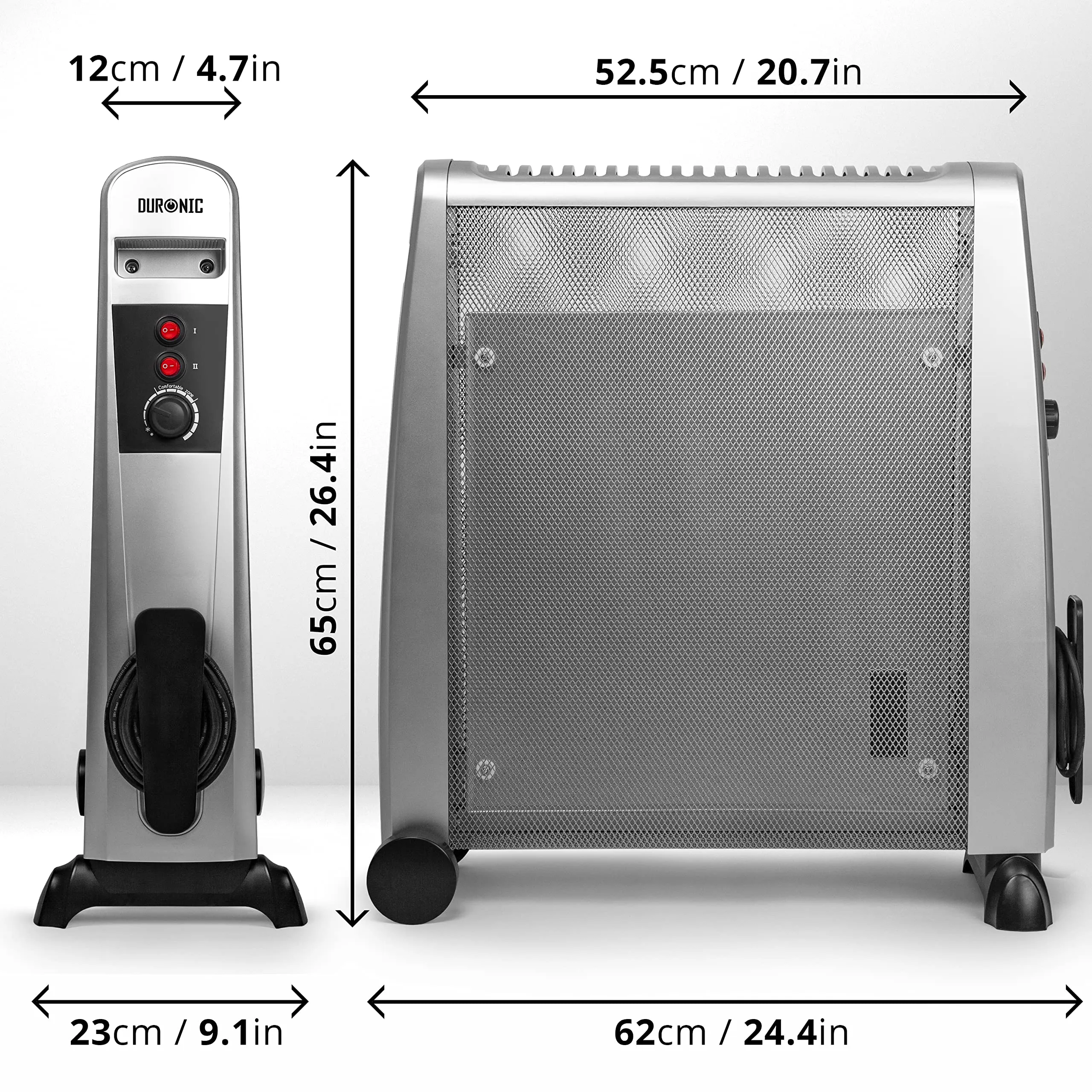 Duronic Electric Heater HV101 SR Oil Free Convection Heaters, Micathermic Panel Heaters, Portable Mica Panel Heater for Heating up Homes, Bedrooms, Offices & Garage Spaces