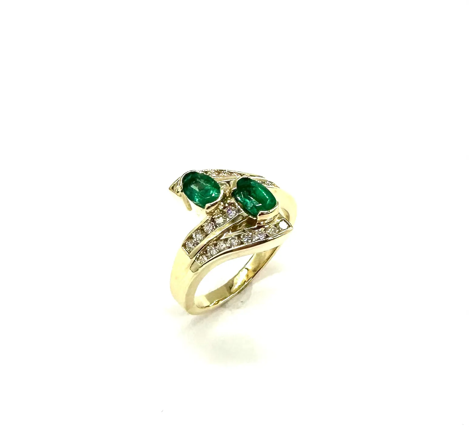 Emerald & Diamond Bypass Ring