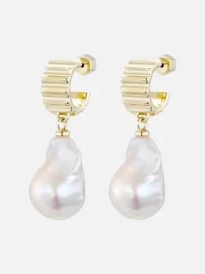 Equip Pearl Earrings: Brass   18K Gold Plating