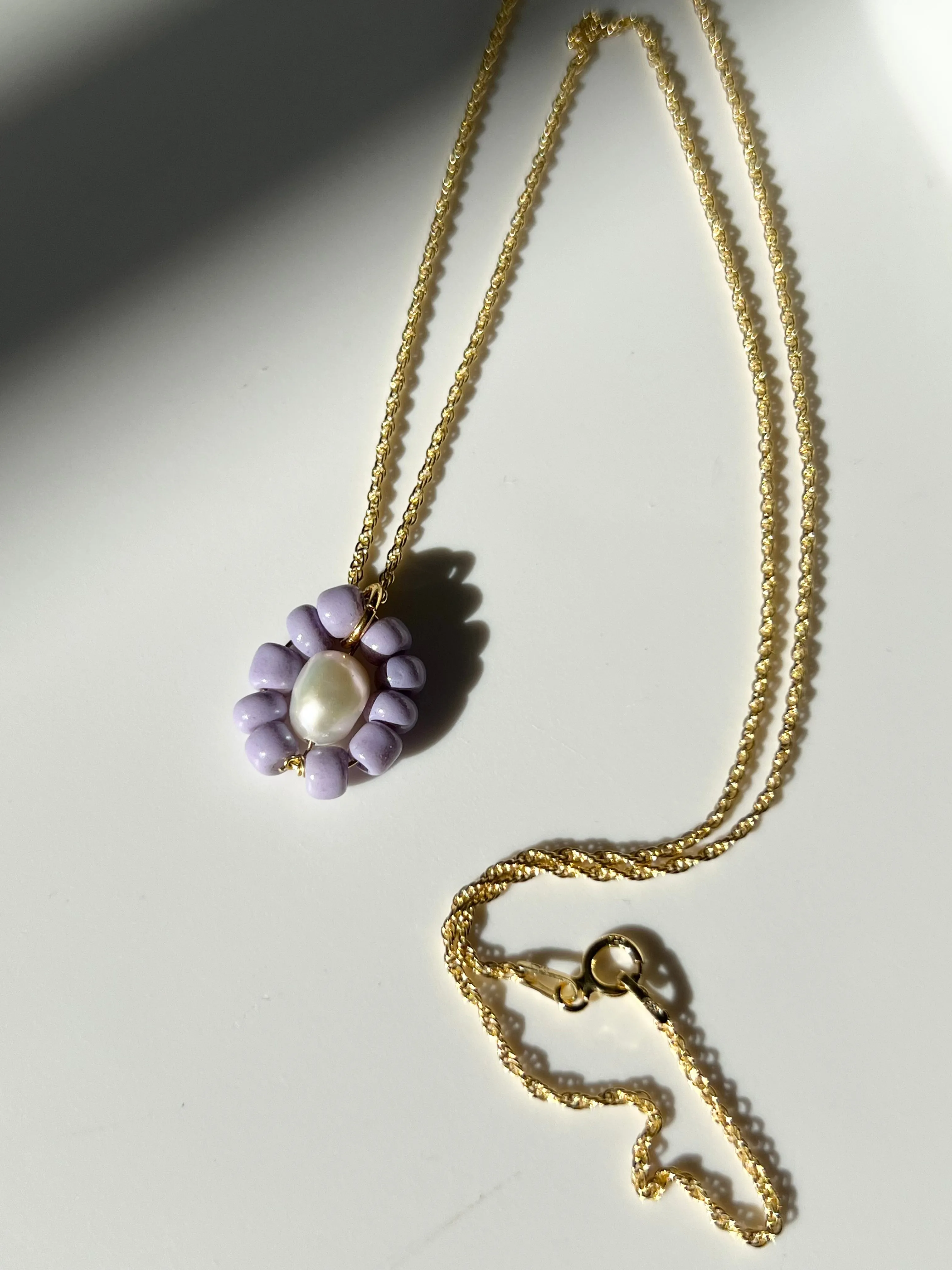 FLOR PEARL 18K GOLD PLATED NECKLACE