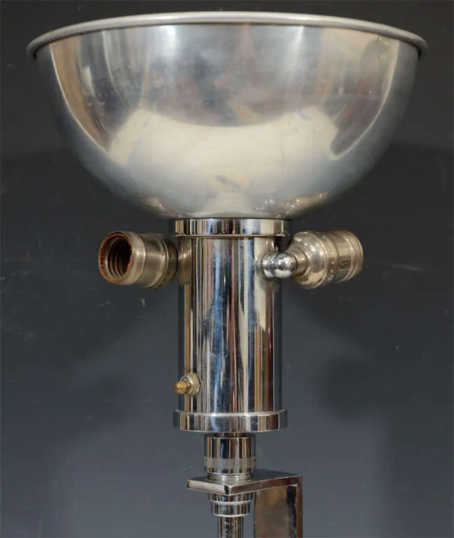 Gilbert Rohde Art Deco Nickel and Brass Lamp