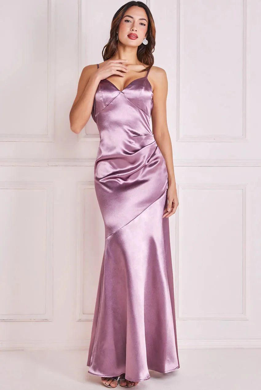 Goddiva Cowl Back Satin Maxi Dress