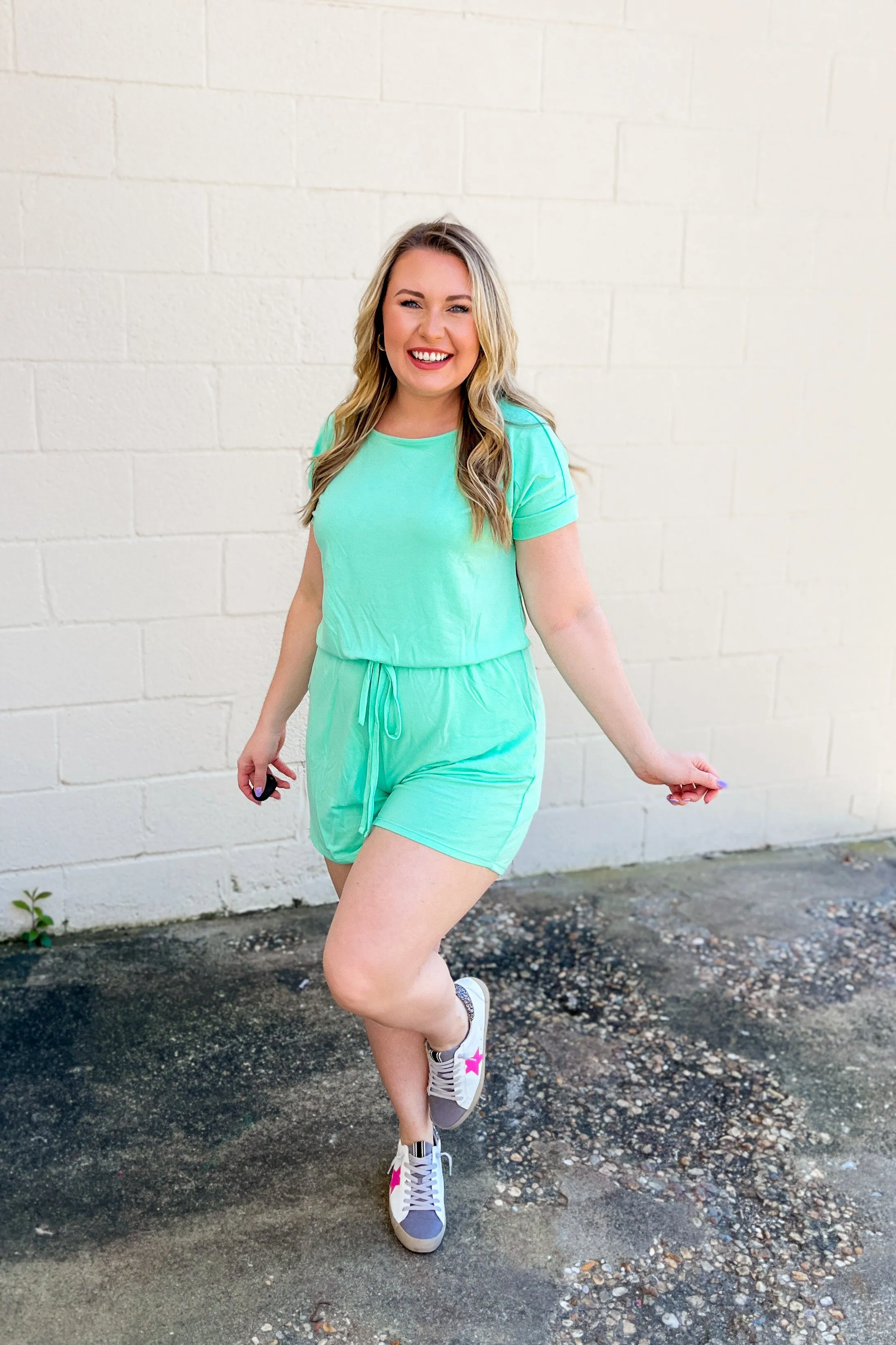 Karter Comfy Romper, Green Mint