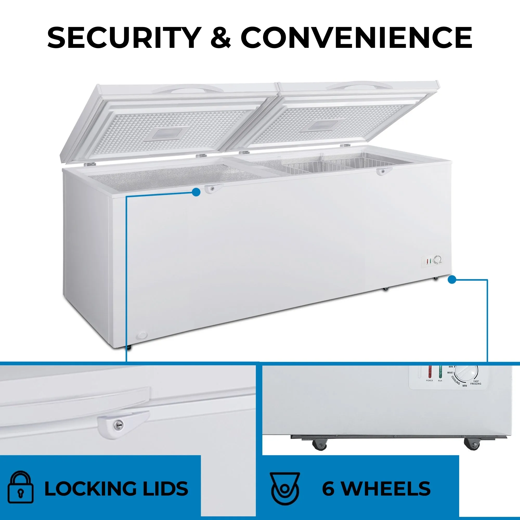 Kenmore 25 Cu. Ft. (710L) Convertible Chest Freezer/Refrigerator | DOE-Rated | Garage-Ready Deep Freeze | Dual Lids With Safety Locks | Manual Defrost | Wheels | White | Hunting Cabin Cottage