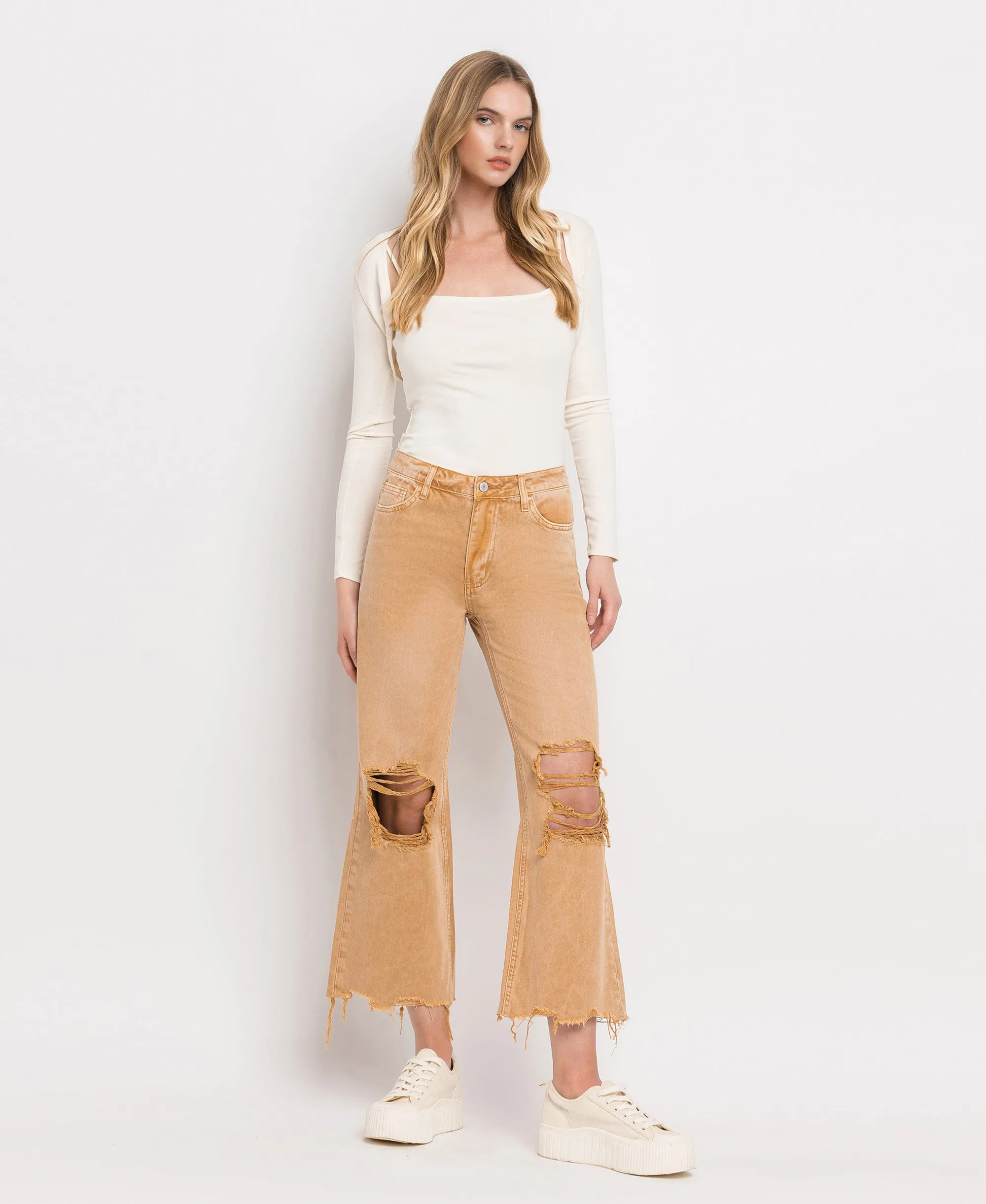 Kiss Of California - Super High Rise 90's Vintage Crop Flare Jeans